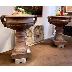 Pair Of Royal Red Granite Planters, Italy, Circa 1810