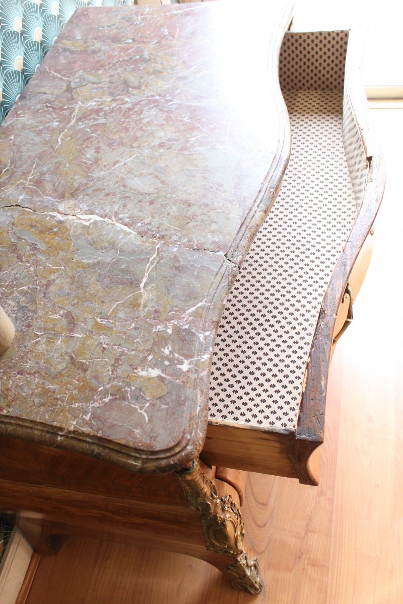 18th Century Commode In Veneer Wood -photo-3