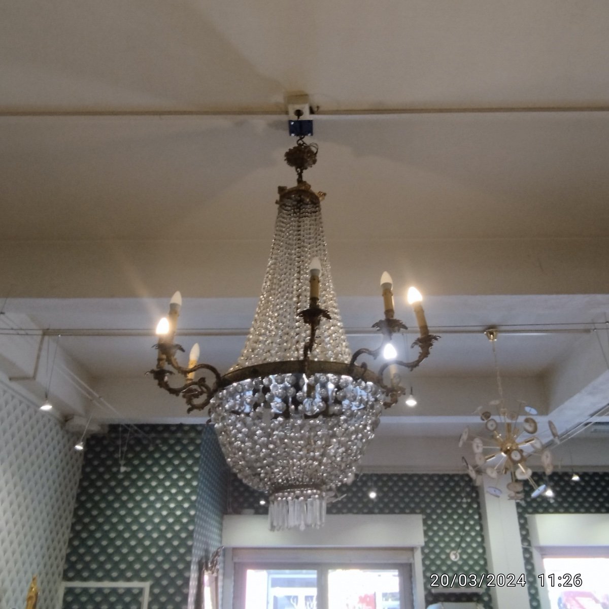 Basket Chandelier Late 19th Century Bronze Gilt And Crystal-photo-2