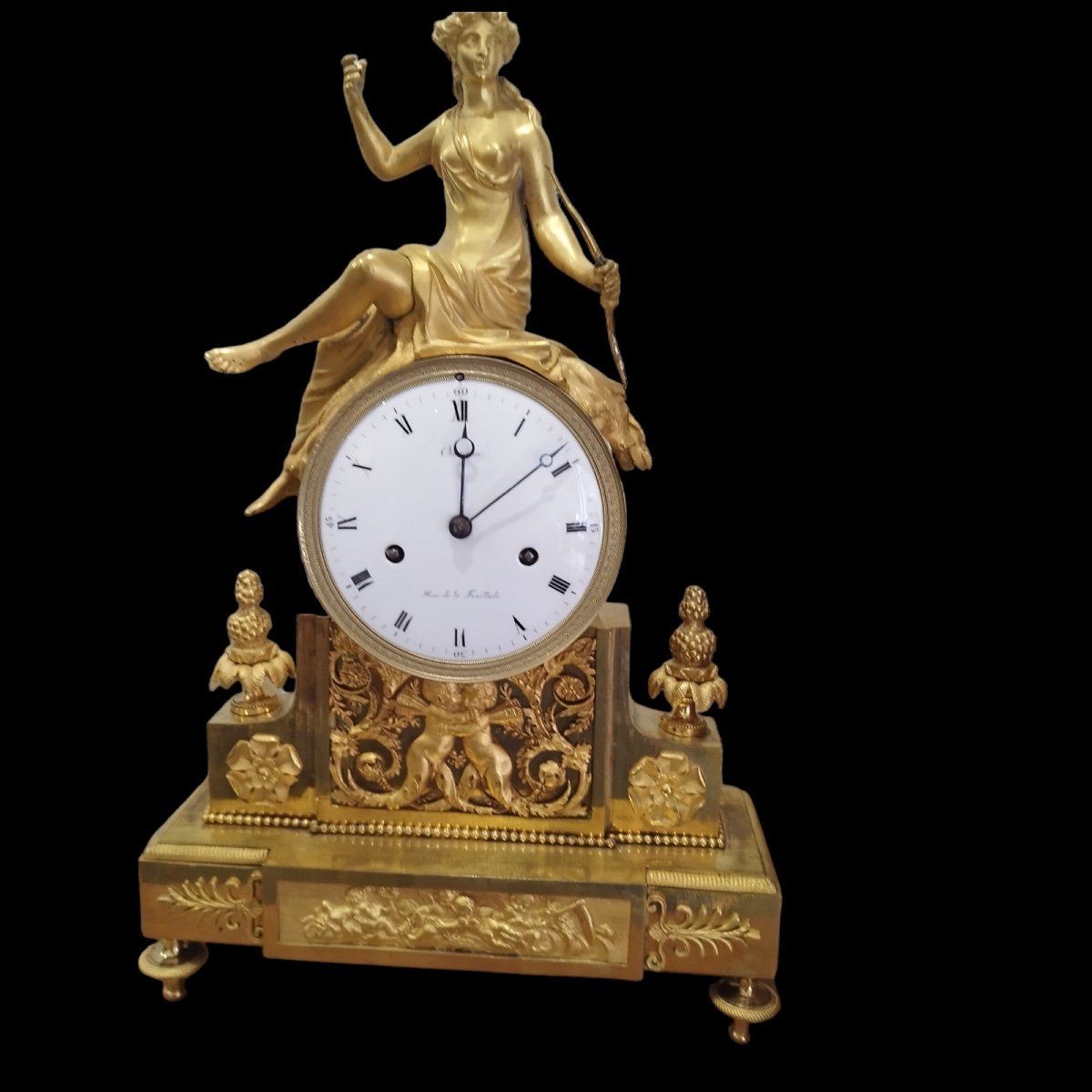 Pendule De Cheminée Au Thème De Diane,provenance Succession Paul Meurice-photo-4