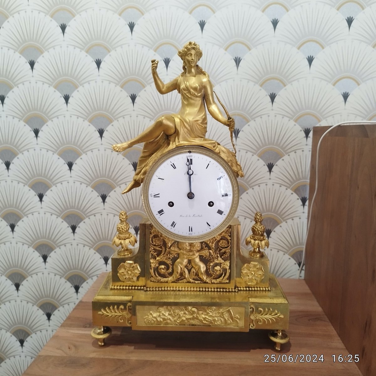 Pendule De Cheminée Au Thème De Diane,provenance Succession Paul Meurice-photo-2
