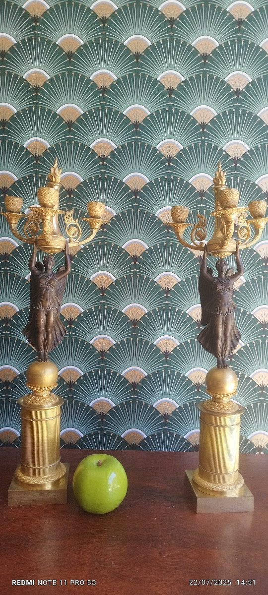 victoire ales candélabre époque empire parfait état bronze doré-photo-4