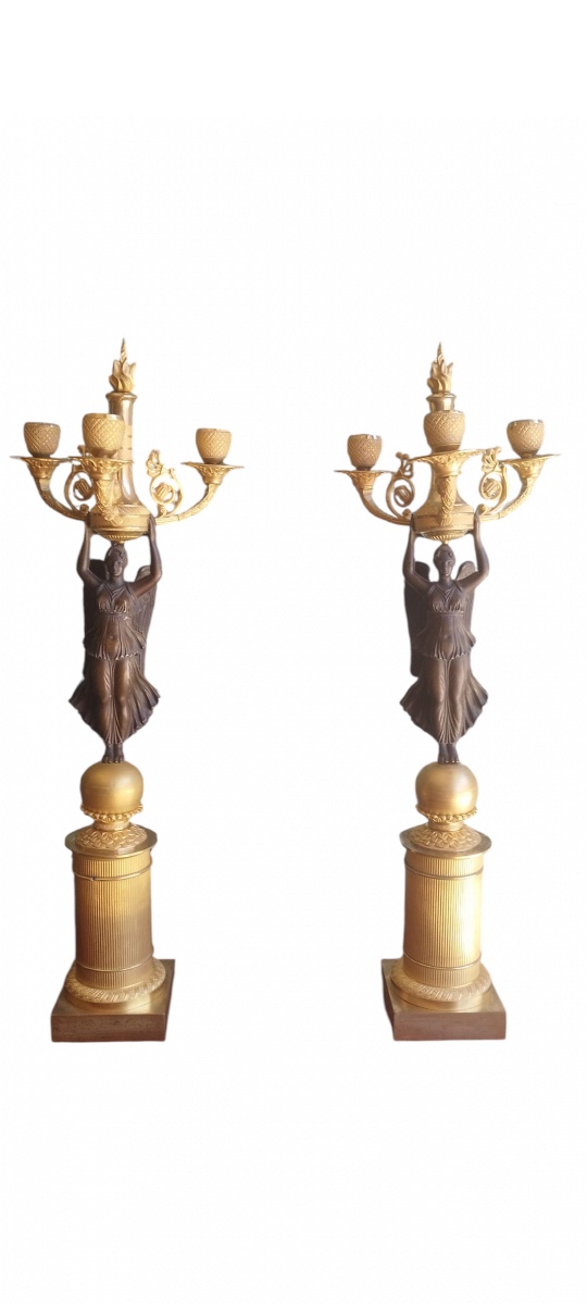 victoire ales candélabre époque empire parfait état bronze doré