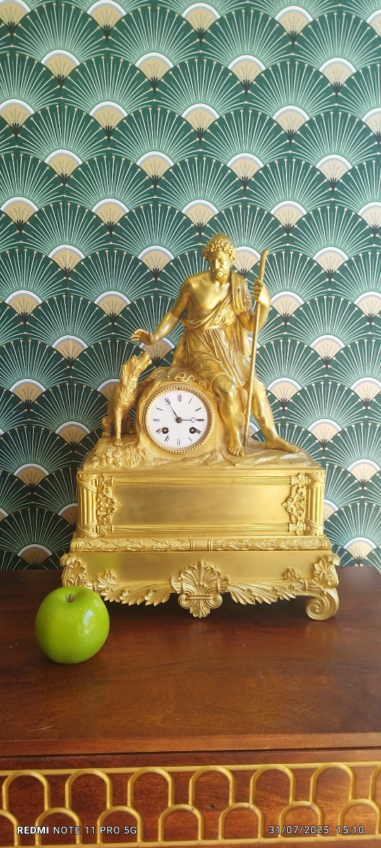 pendule en bronze dorée époque XIXeme Ulysse et son chien-photo-3