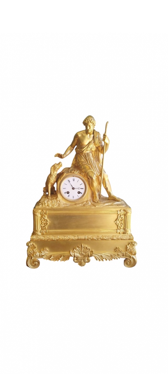 pendule en bronze dorée époque XIXeme Ulysse et son chien