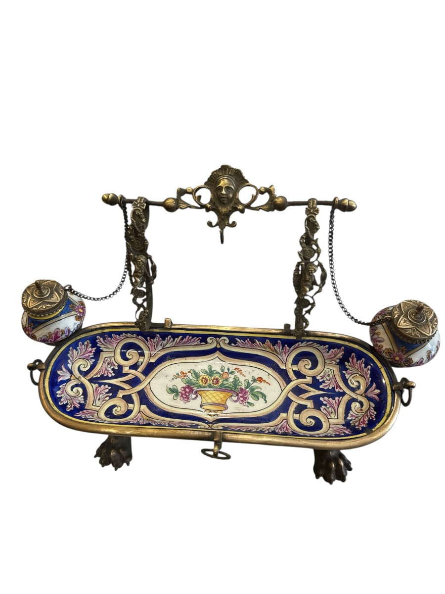 Bronze And Porcelain Inkwell-photo-2