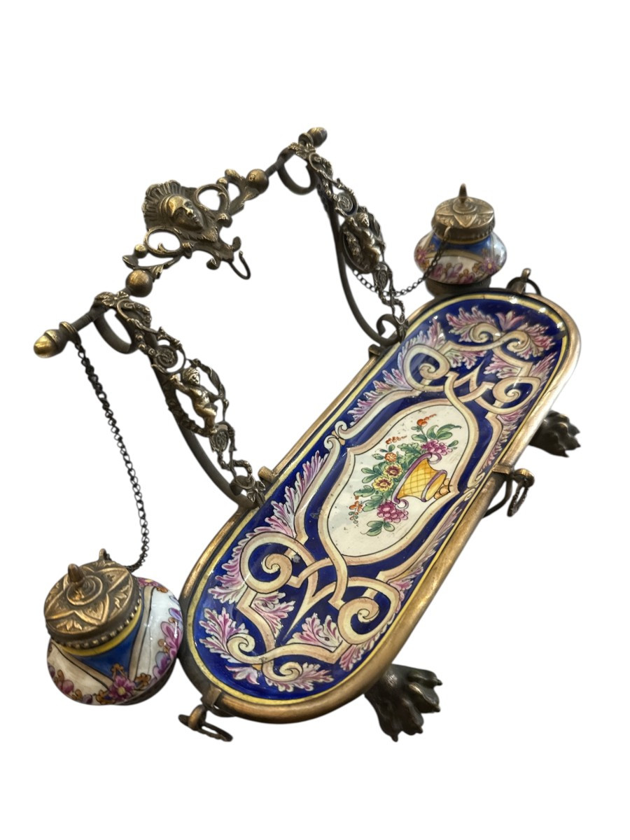Bronze And Porcelain Inkwell-photo-4