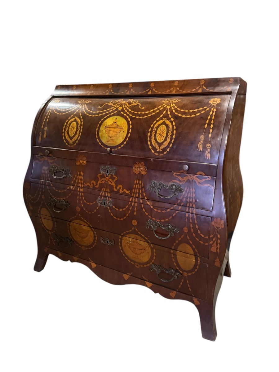 Commode bureau marqueté style Anglais-photo-2