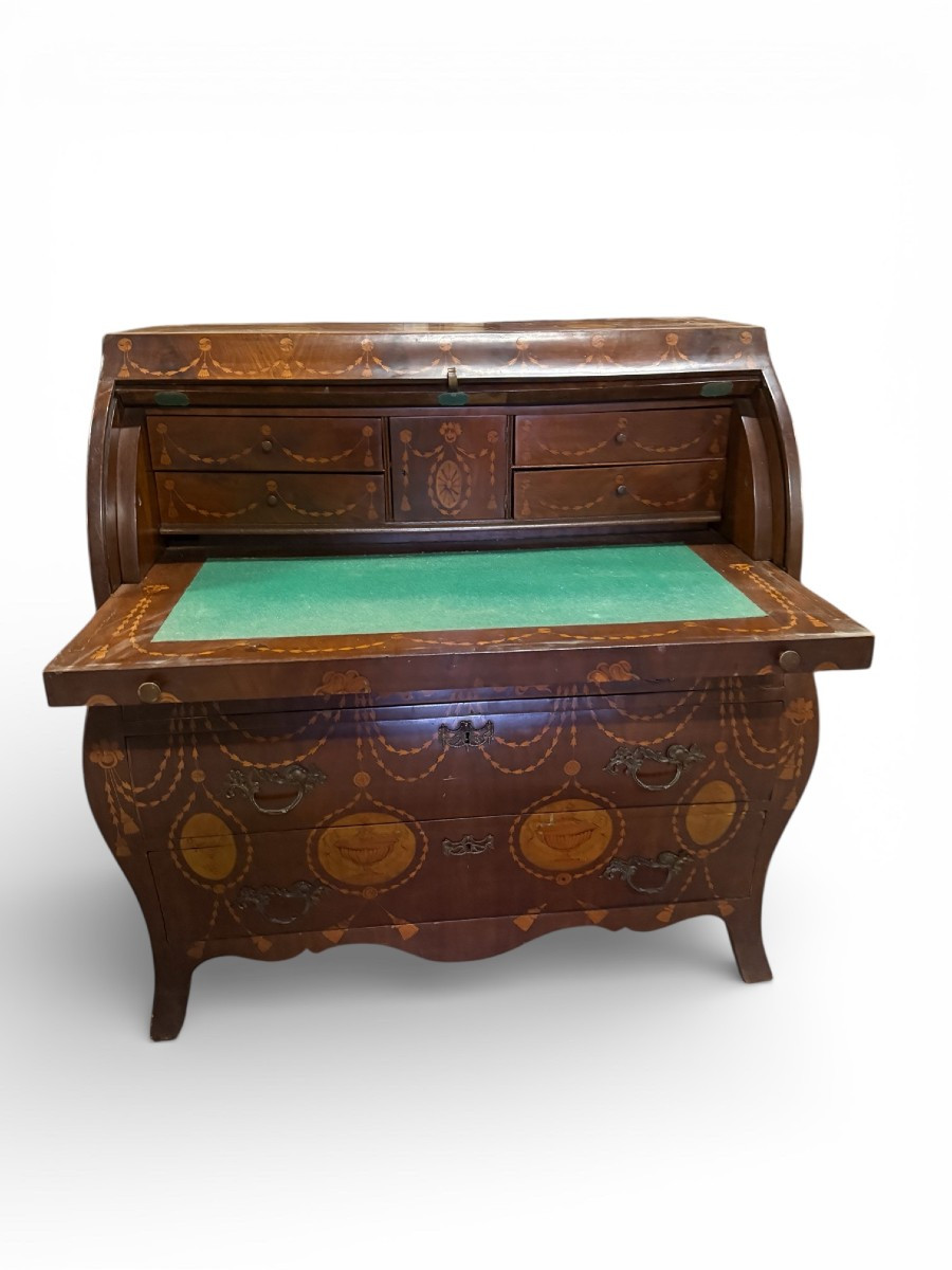 Commode bureau marqueté style Anglais-photo-4