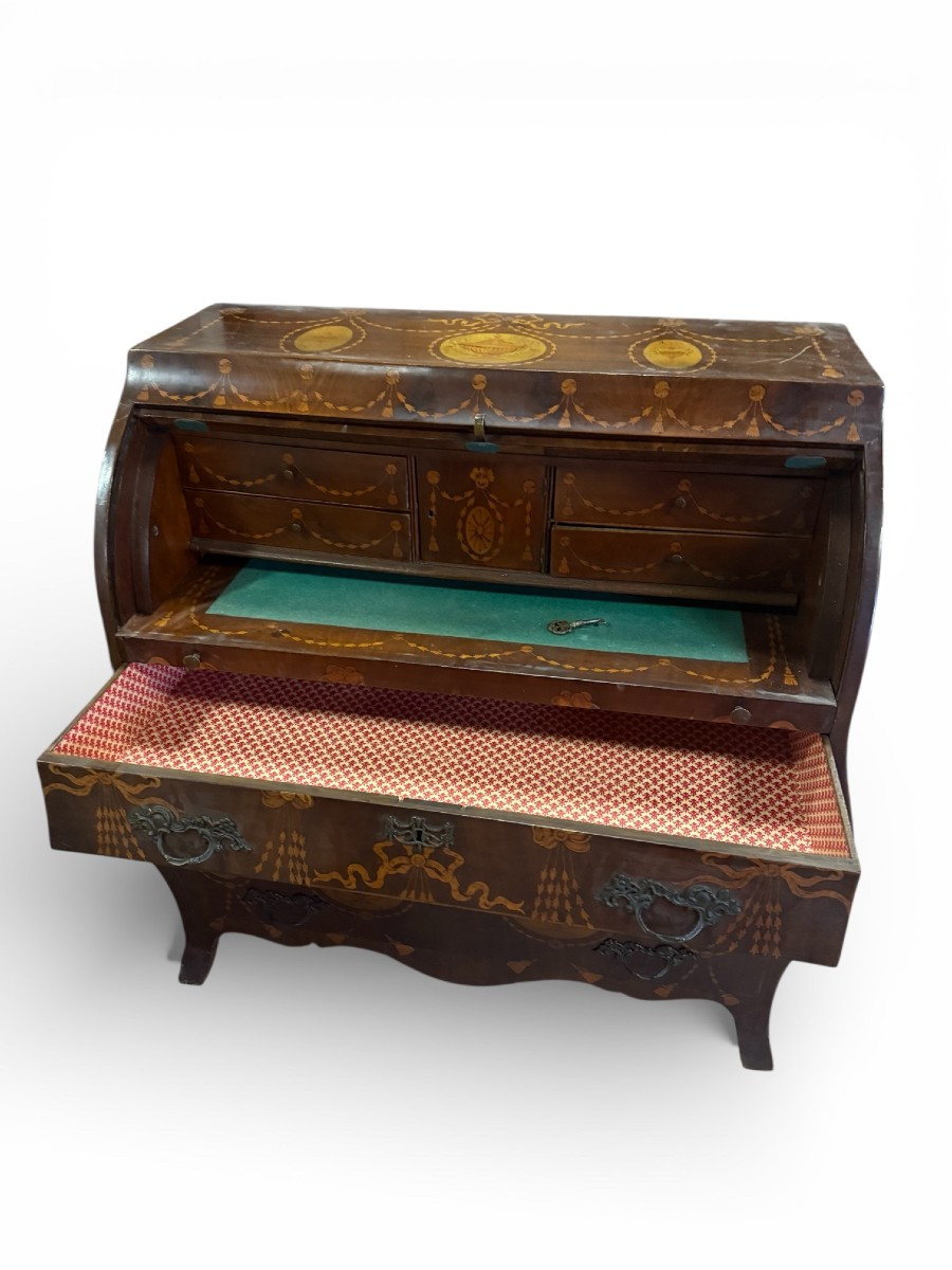 Commode bureau marqueté style Anglais-photo-3