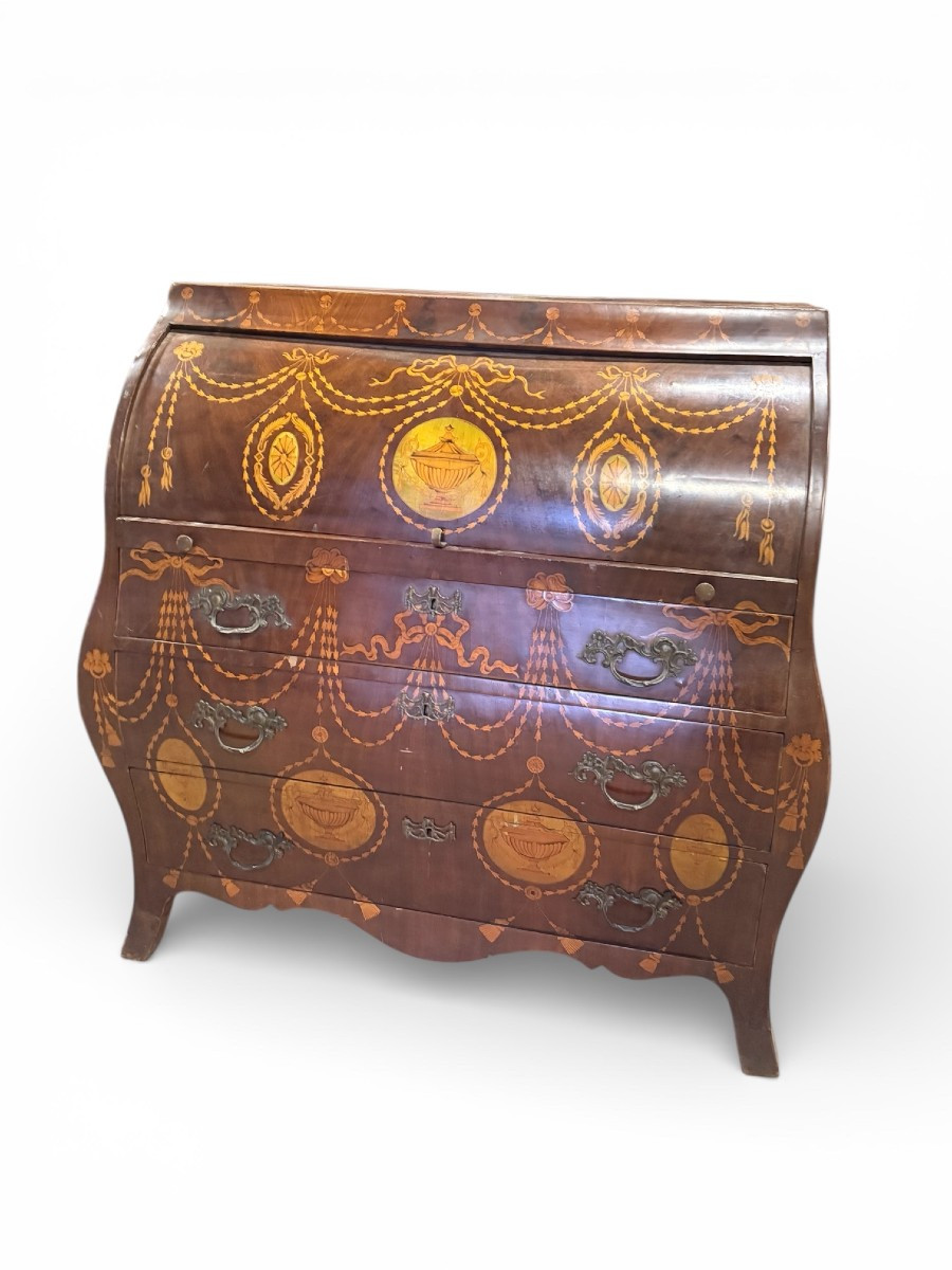 Commode bureau marqueté style Anglais