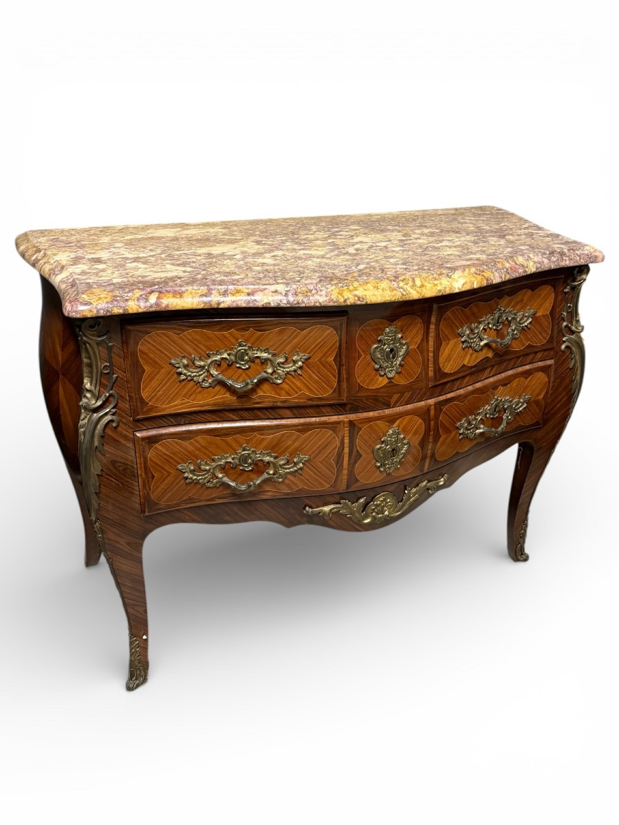 Marquetry Commode In The Style Of A Tomb, Dating From The 15th Century, Stamped "de Mondon".-photo-2