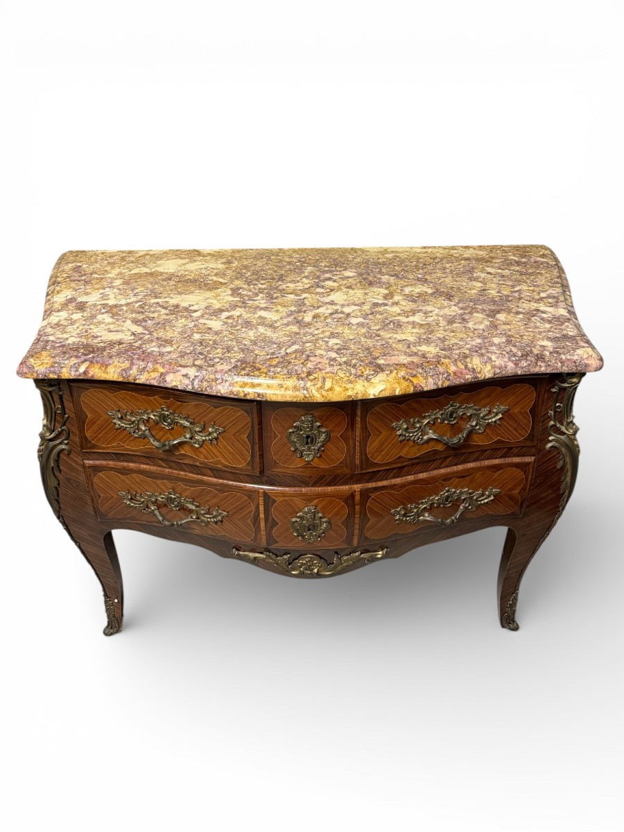 Marquetry Commode In The Style Of A Tomb, Dating From The 15th Century, Stamped "de Mondon".-photo-3