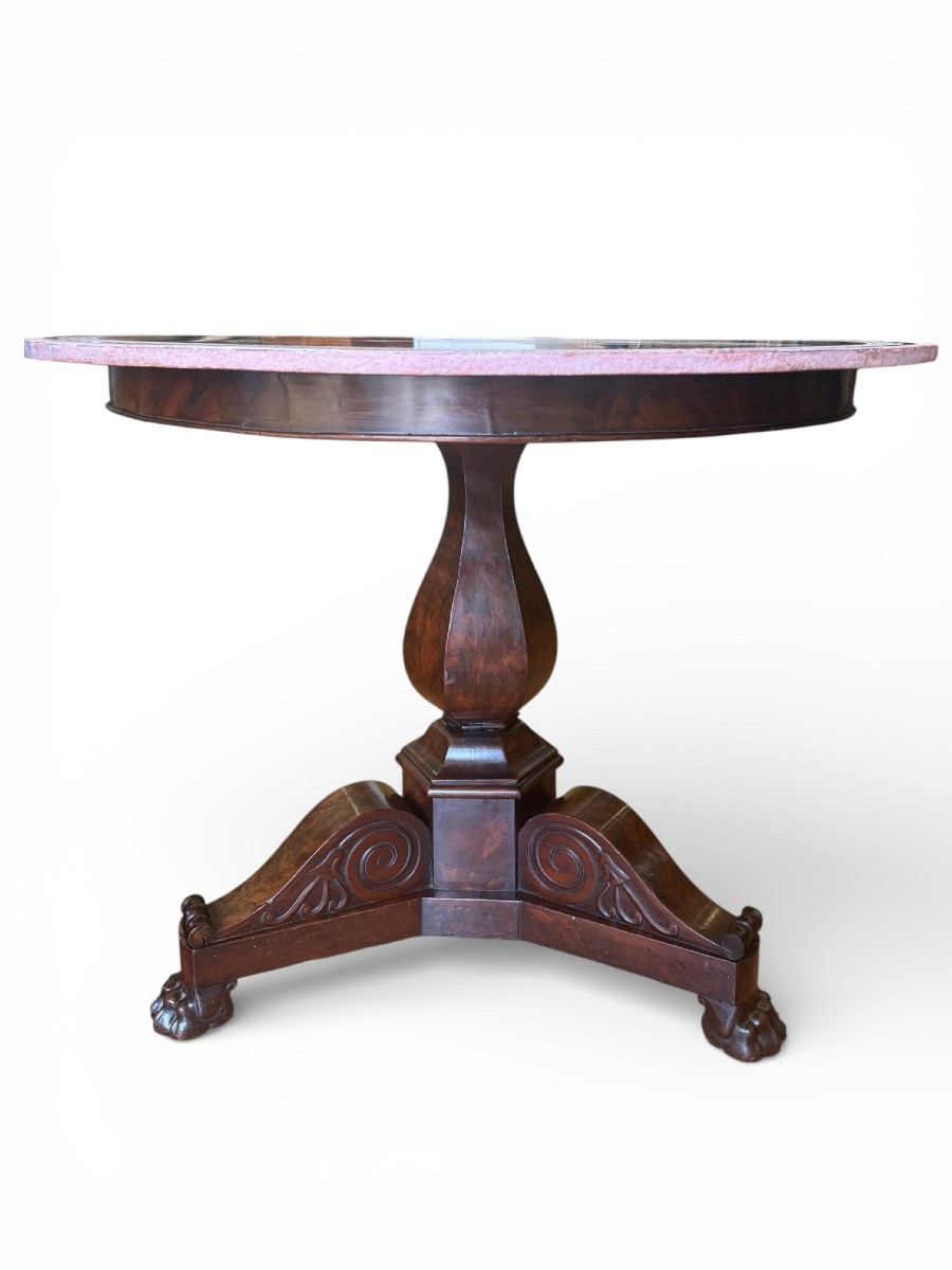 19th-century Side Table With Marble And Semi-precious Stone Marquetry-photo-1