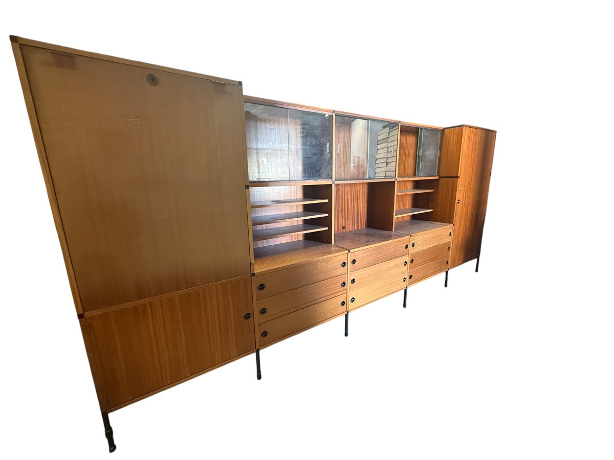 Arp, Bibliothèque en acajou et métal, années 1960-photo-3