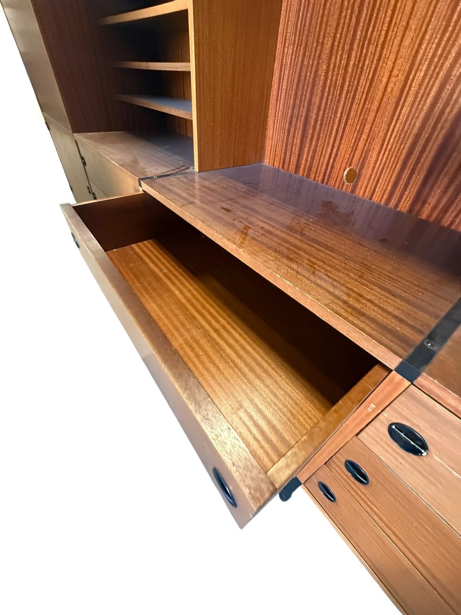 Arp, Bibliothèque en acajou et métal, années 1960-photo-2