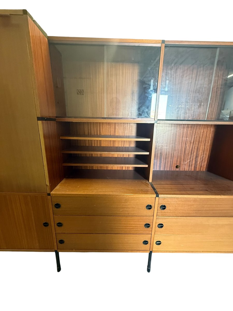 Arp, Bibliothèque en acajou et métal, années 1960-photo-3