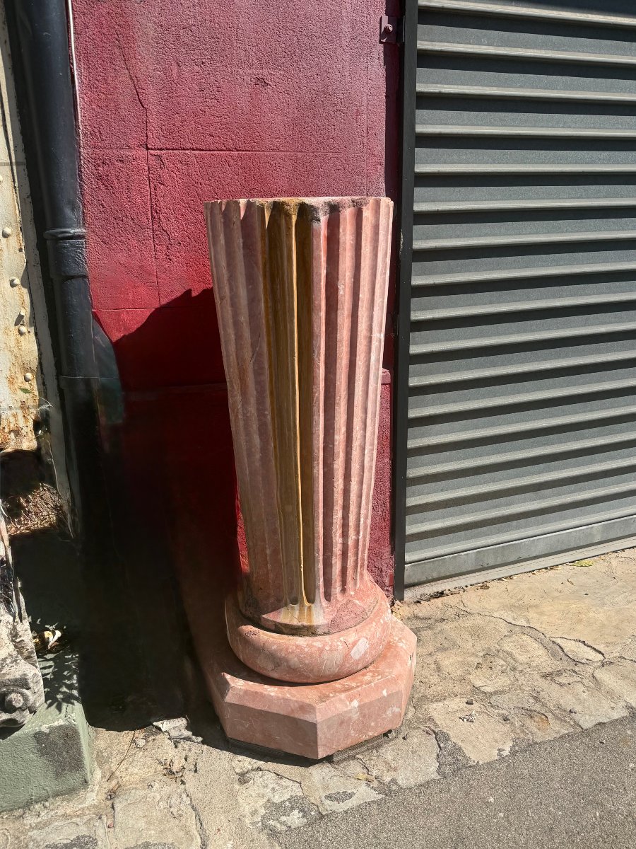 Pair Of Fluted Marble Columns-photo-2