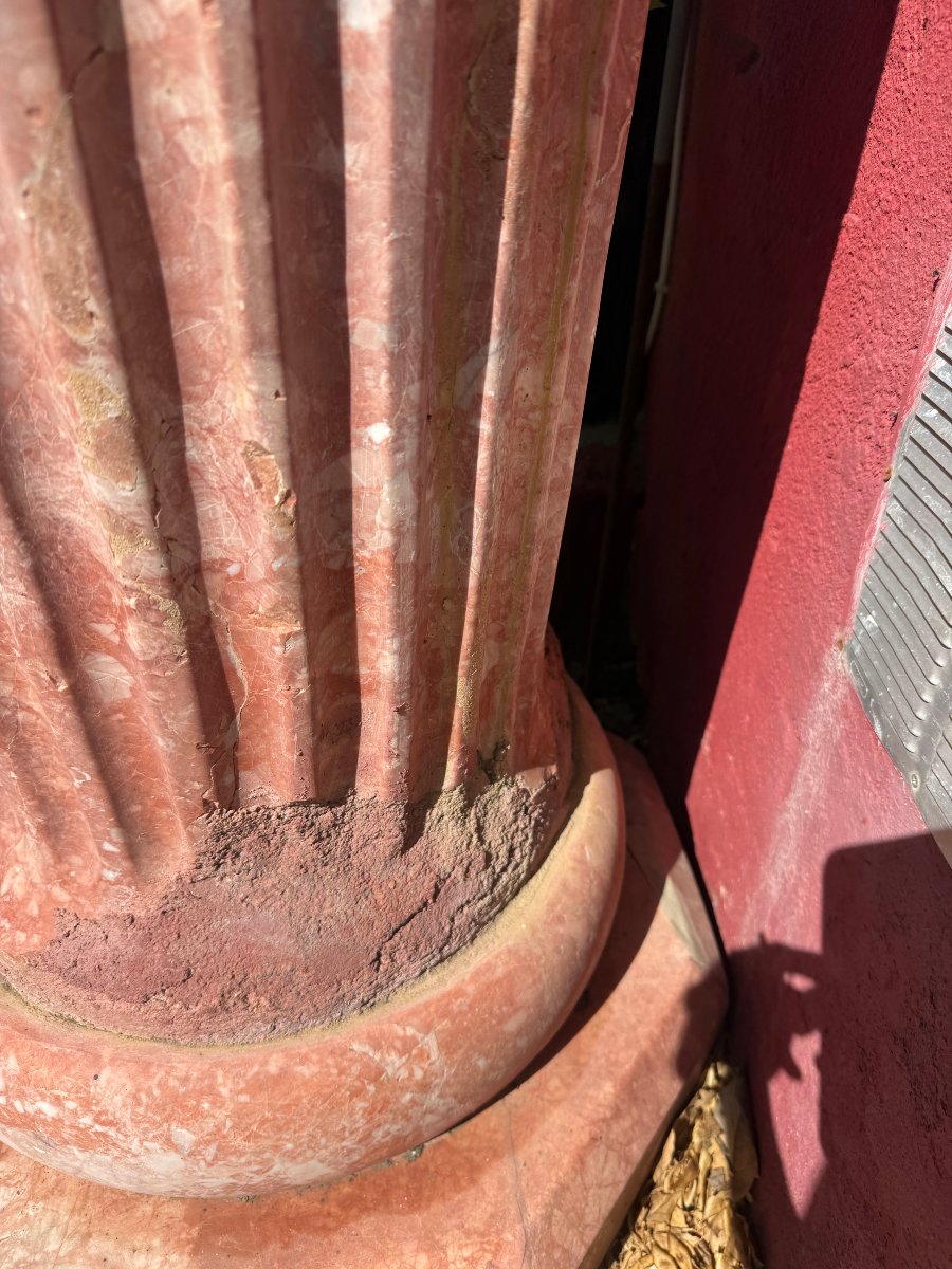 Pair Of Fluted Marble Columns-photo-3