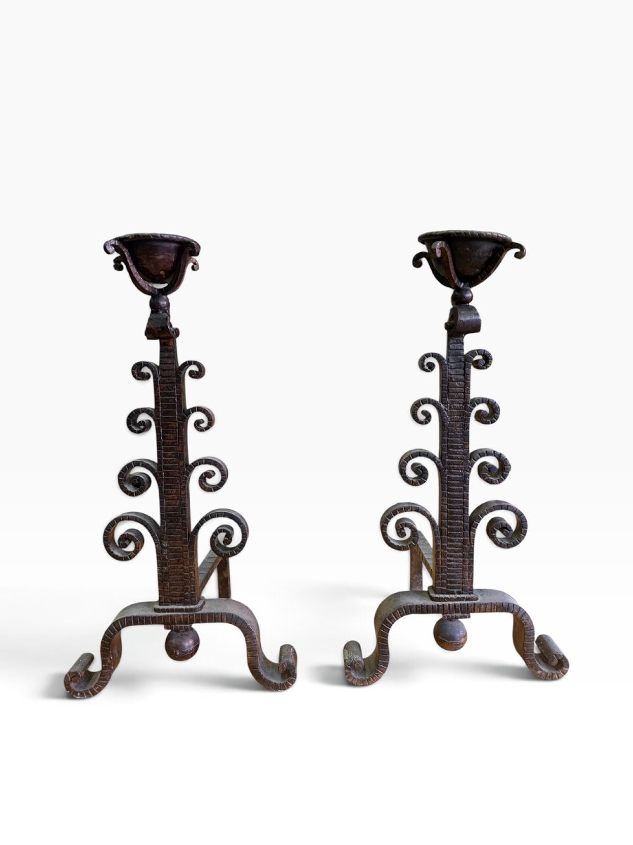 Pairs Of Wrought-iron Landiers-photo-2