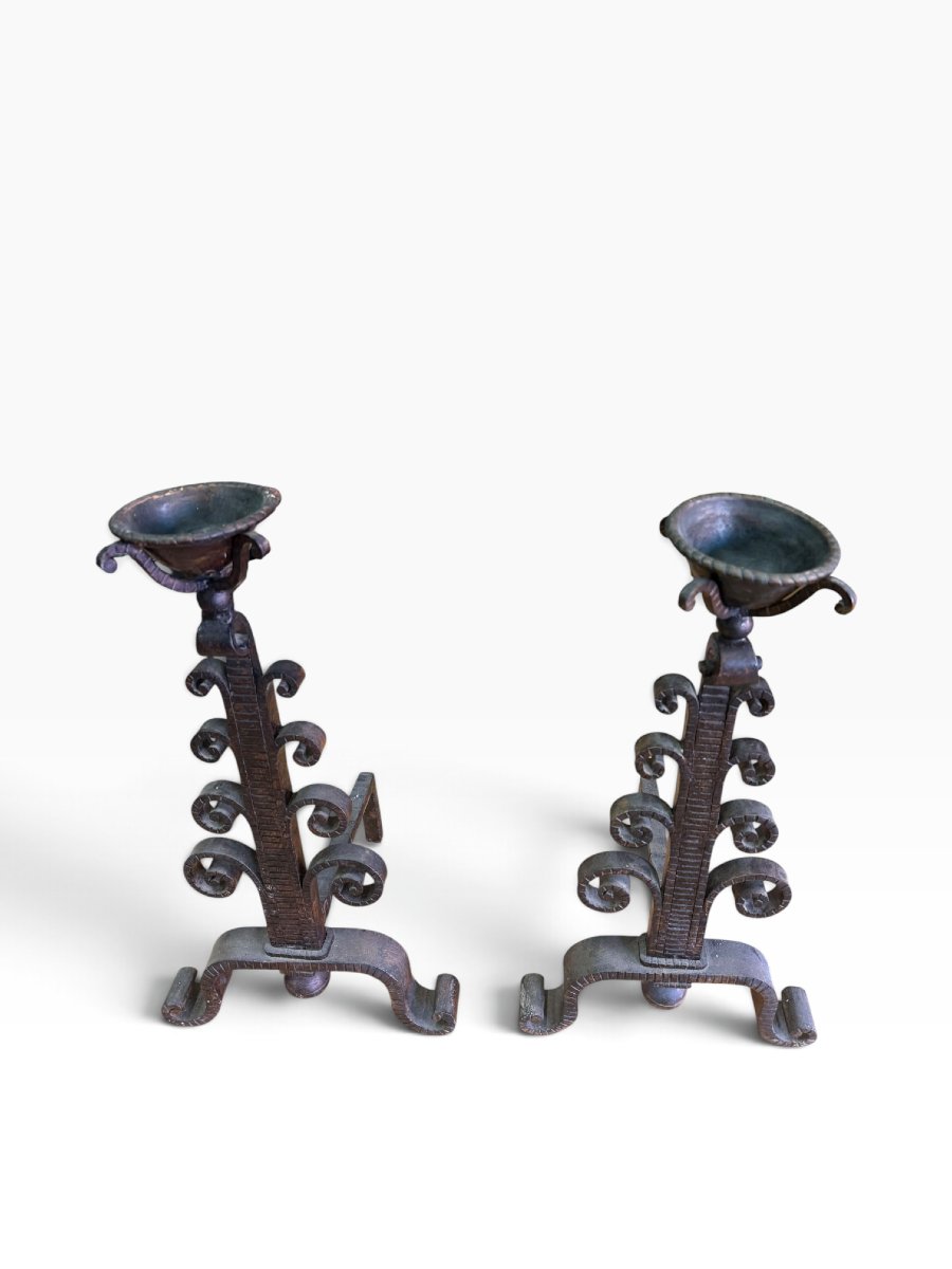 Pairs Of Wrought-iron Landiers-photo-1