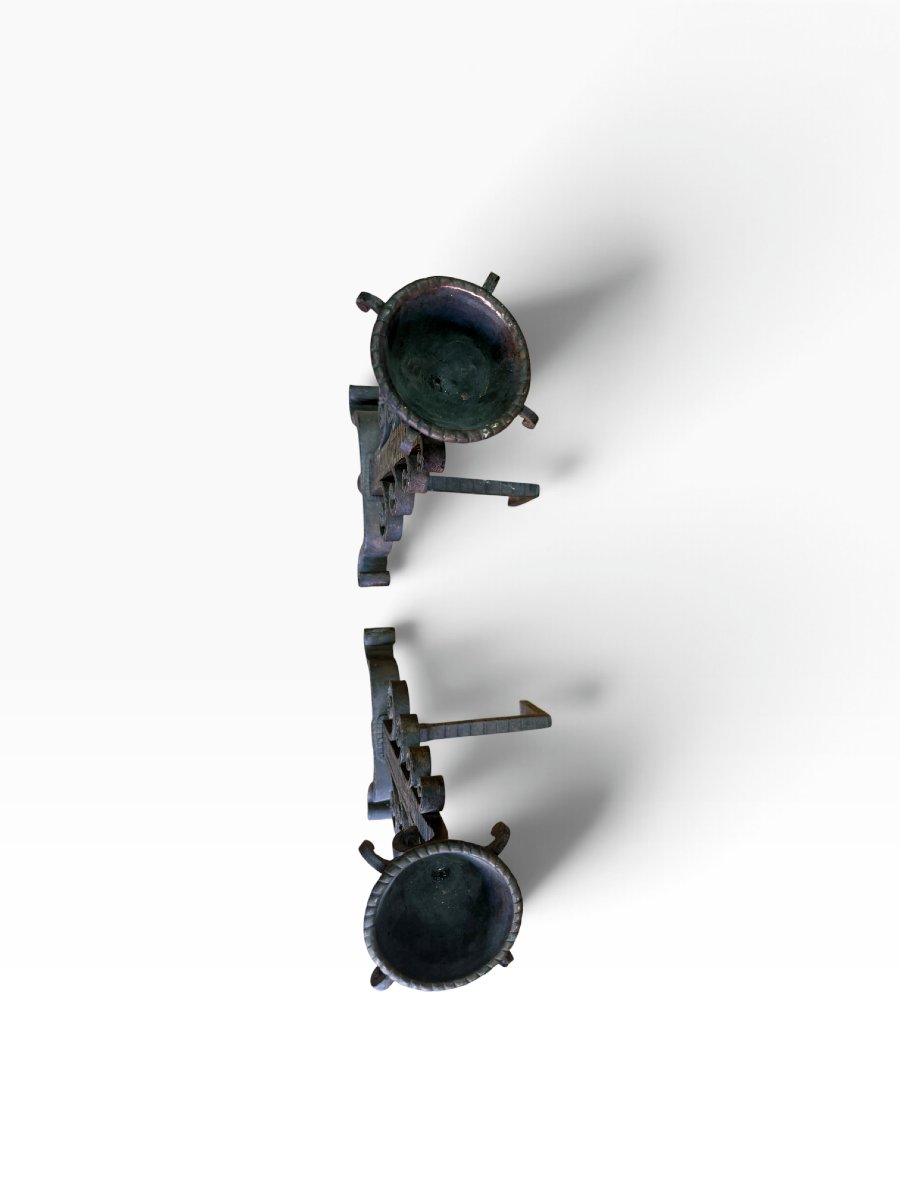 Pairs Of Wrought-iron Landiers-photo-2