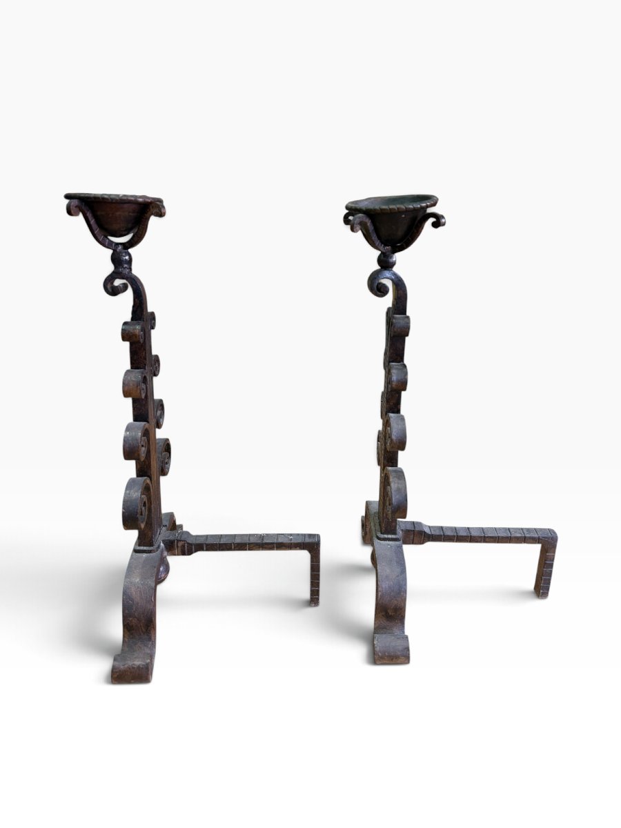 Pairs Of Wrought-iron Landiers-photo-3