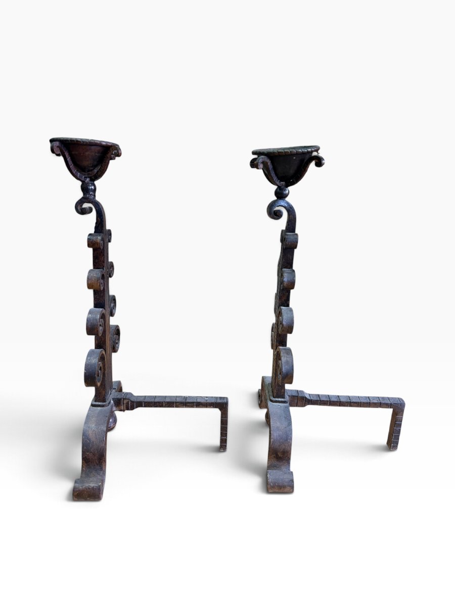 Pairs Of Wrought-iron Landiers-photo-7