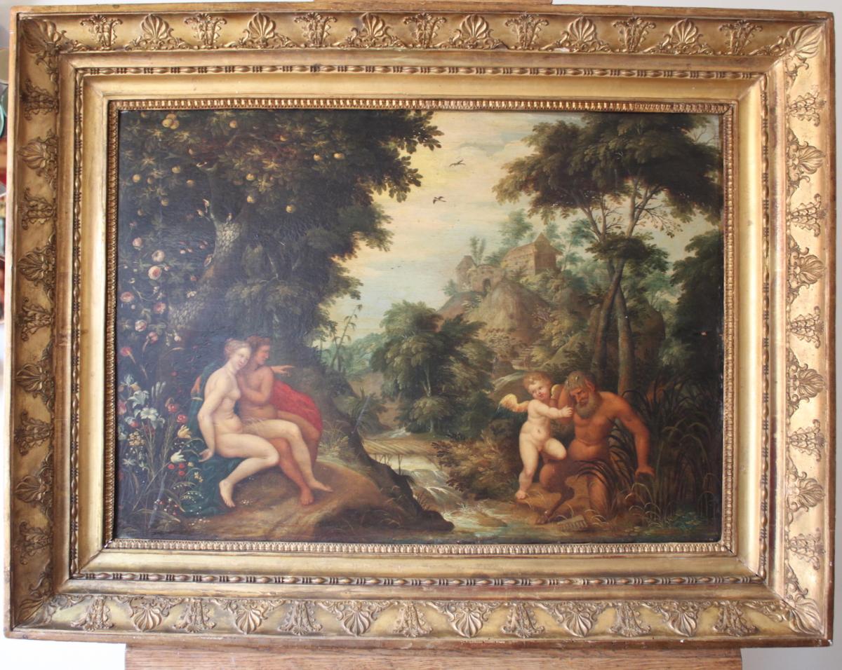 Oil Painting "heaven On Earth On Earth" XVIIth Century