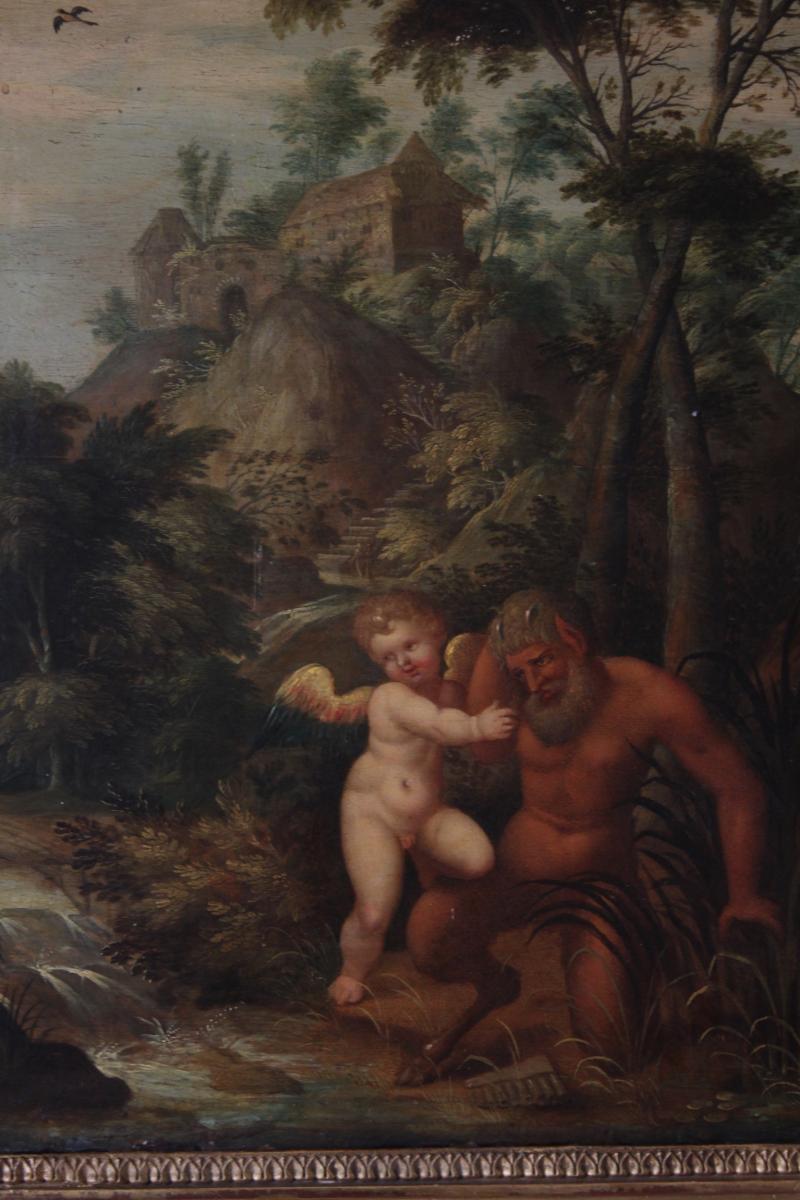 Oil Painting "heaven On Earth On Earth" XVIIth Century-photo-1