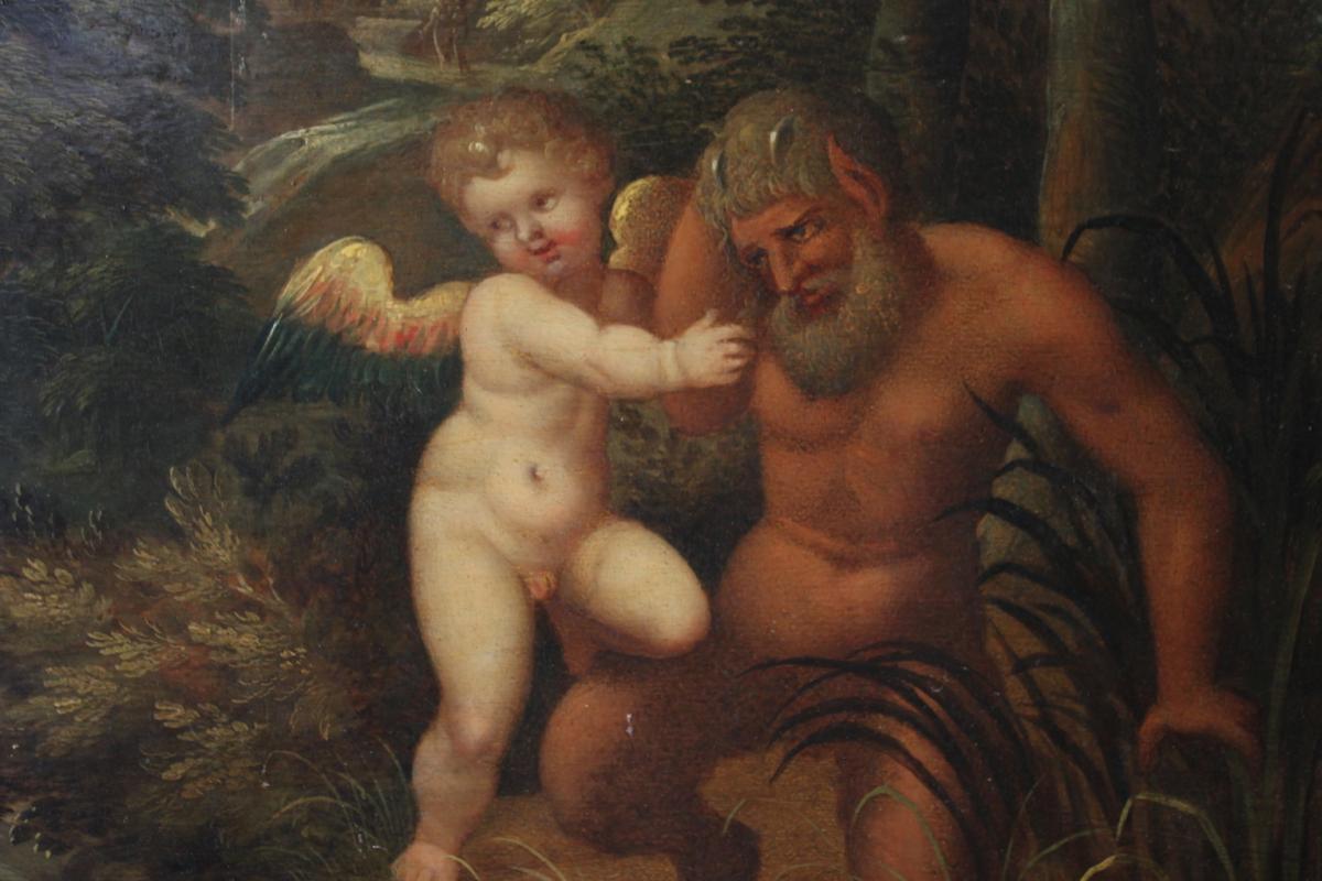 Oil Painting "heaven On Earth On Earth" XVIIth Century-photo-2