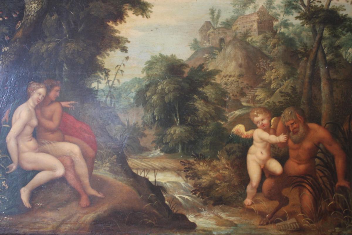 Oil Painting "heaven On Earth On Earth" XVIIth Century-photo-4