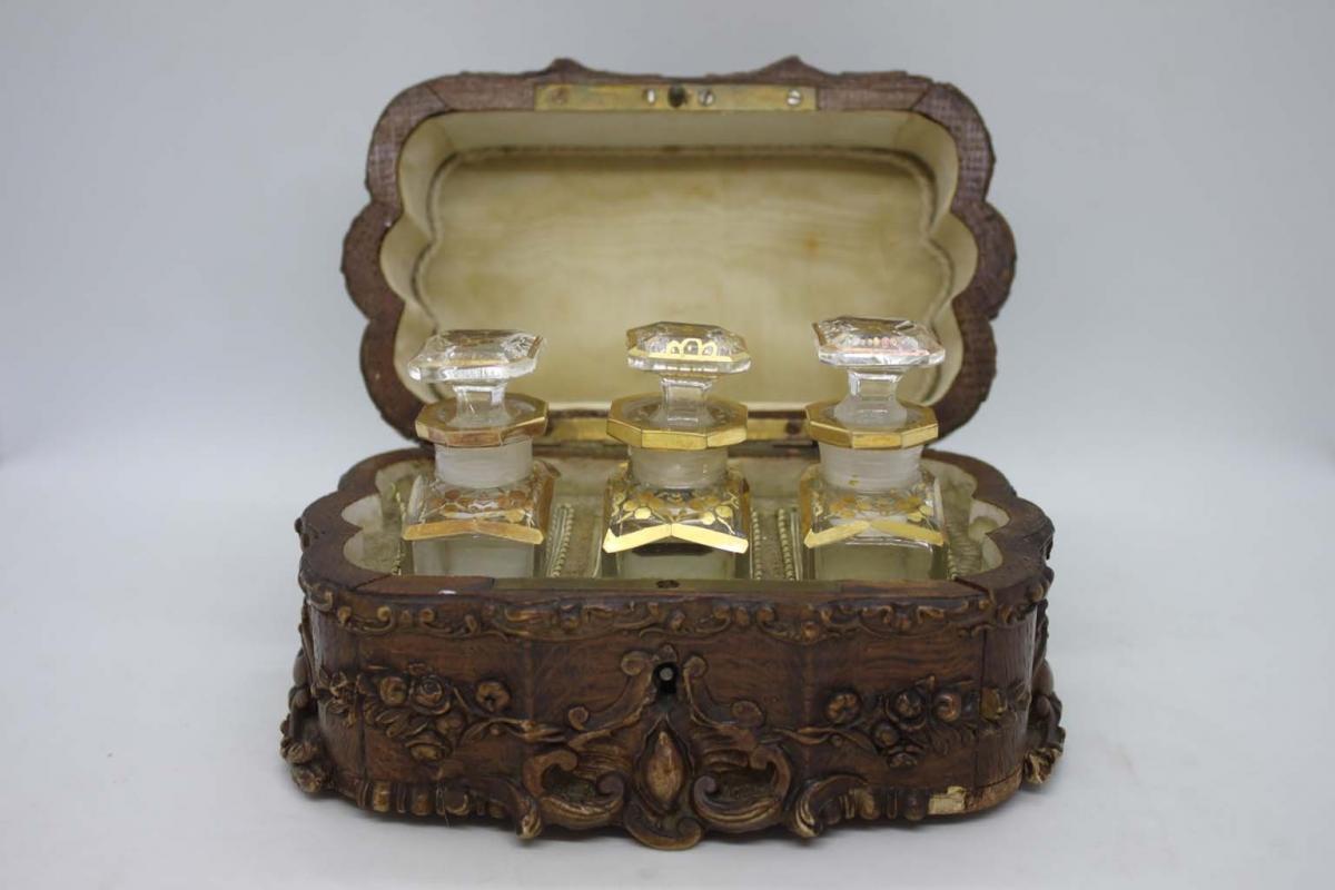 Napoleon III Carved Wood Perfume Box