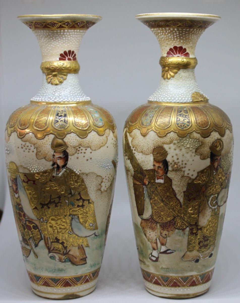 Pair Of Small Japanese Vases XIXth Edo Period-photo-2