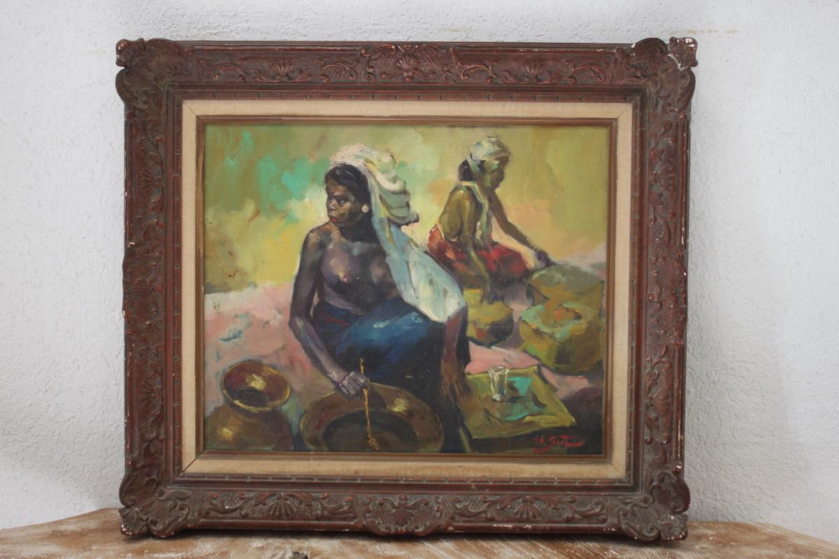 Peinture d' Epoque XXème Ecole Indonésienne-photo-2