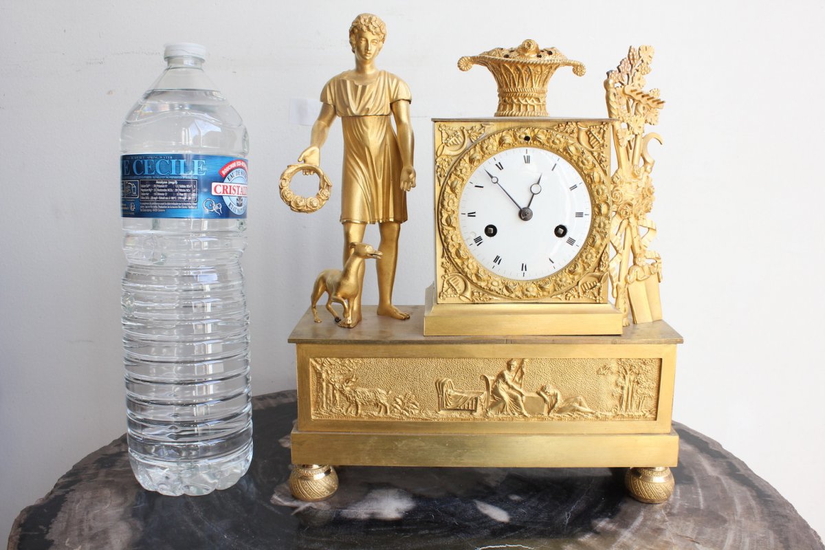  Restoration Era Gilt Bronze Clock-photo-8