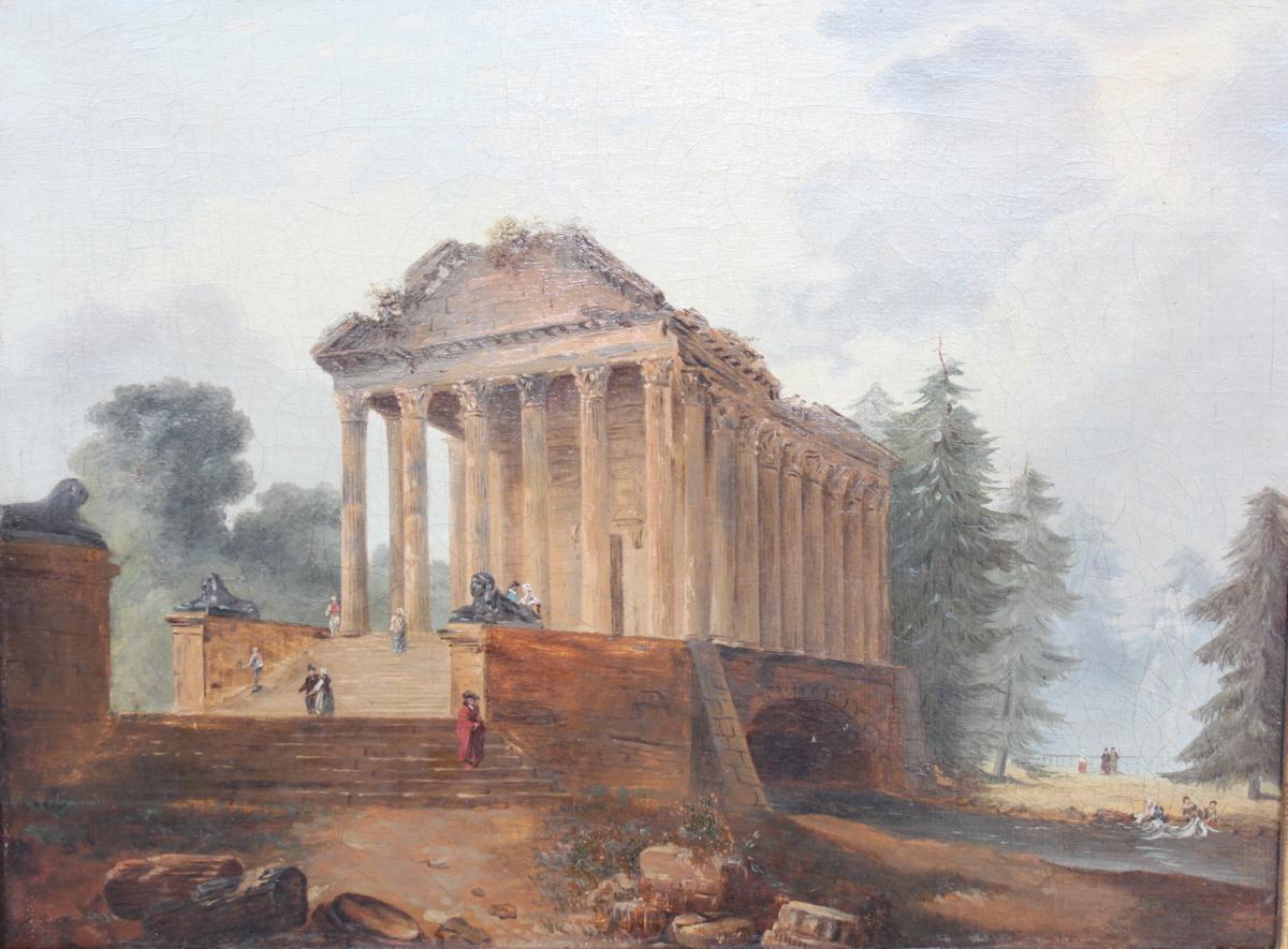 Tableau époque XIXème Temple Antique-photo-2
