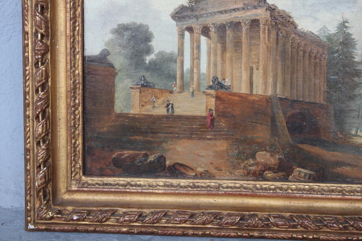 Tableau époque XIXème Temple Antique-photo-3