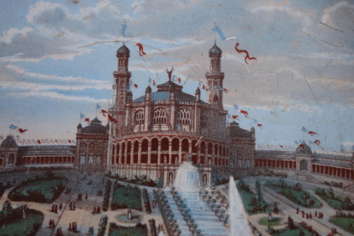 Plaque En Porcelaine à Décor d' Exposition Universelle-photo-1