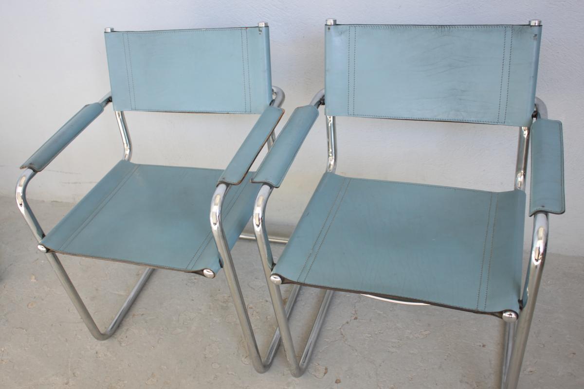 Set Of 80s Breuer Armchairs And Chairs-photo-3
