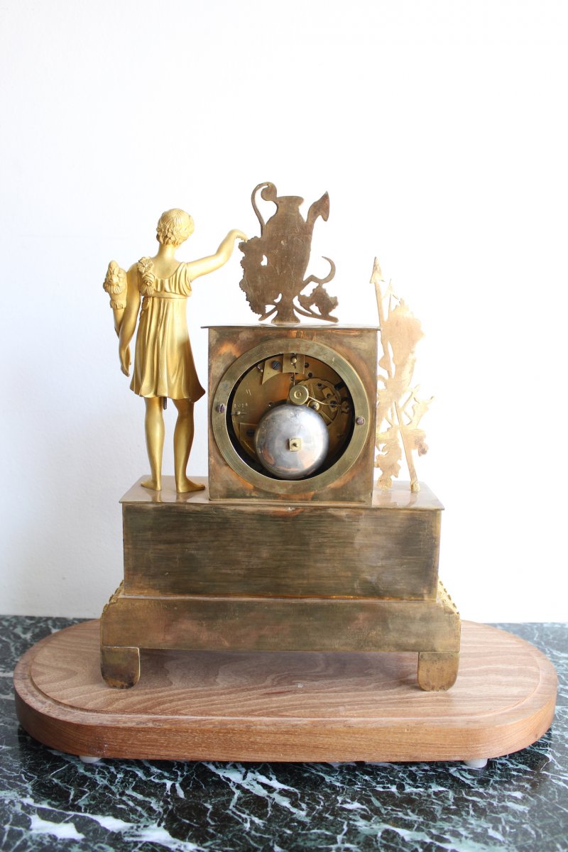 19th Century Restauration  Gilt Bronze Clock Gardener-photo-4