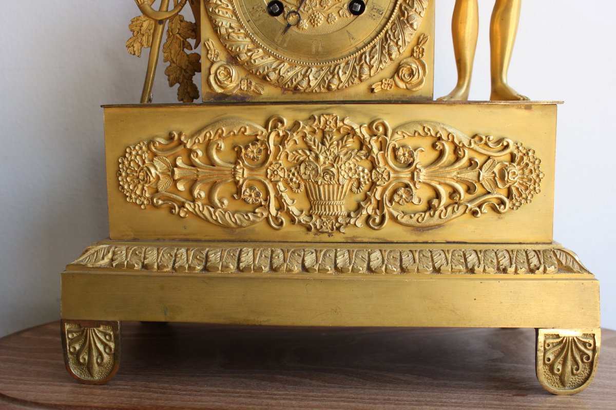 19th Century Restauration  Gilt Bronze Clock Gardener-photo-3