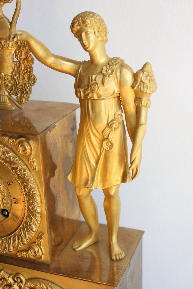 19th Century Restauration  Gilt Bronze Clock Gardener-photo-4