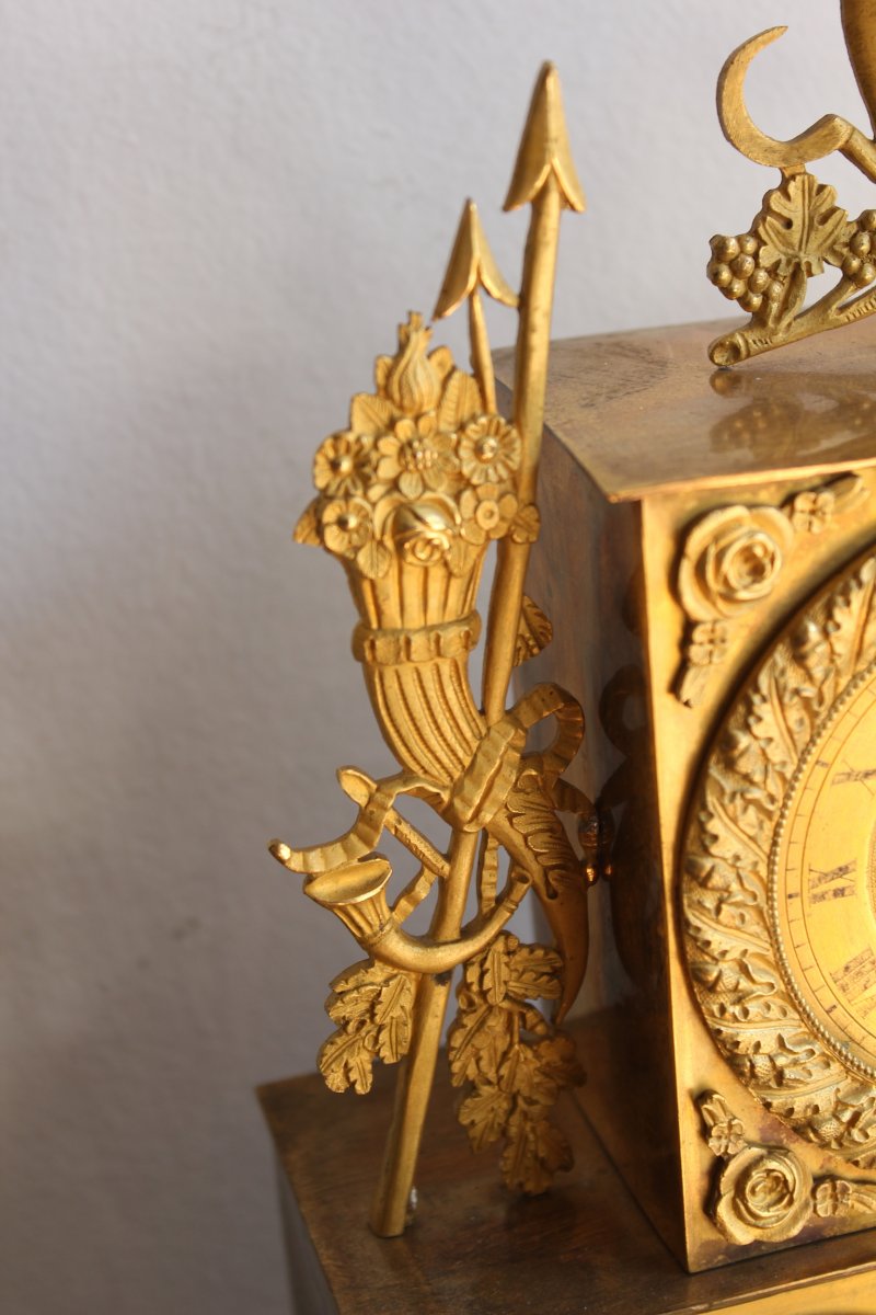19th Century Restauration  Gilt Bronze Clock Gardener-photo-6