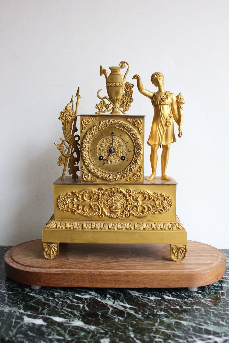 19th Century Restauration  Gilt Bronze Clock Gardener