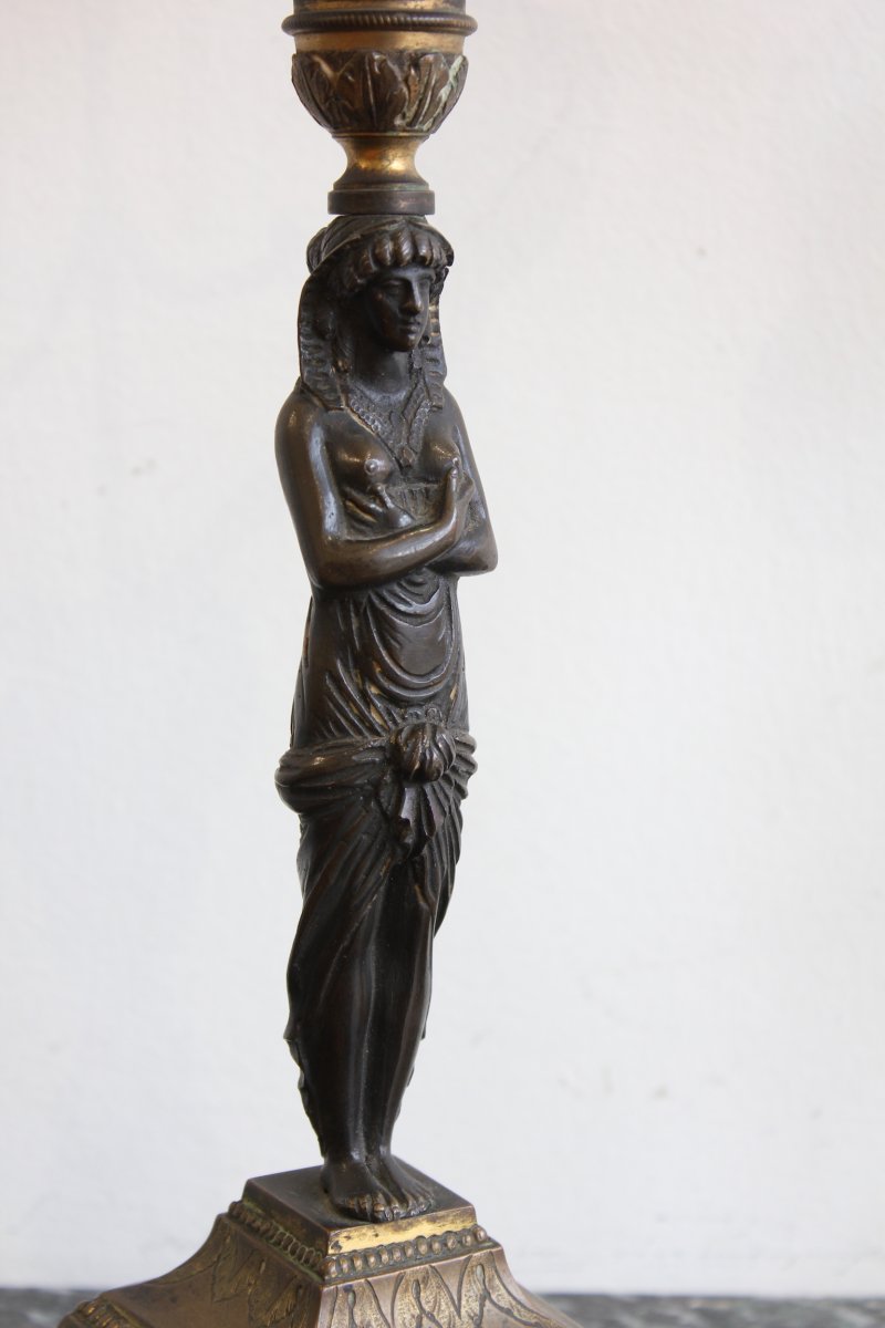 Paire De  Candélabres Empire Epoque XIXème Siècle-photo-1