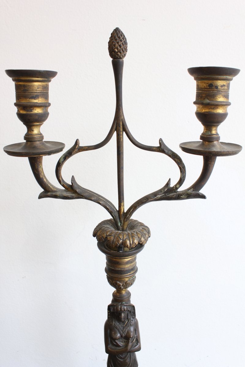 Paire De  Candélabres Empire Epoque XIXème Siècle-photo-7