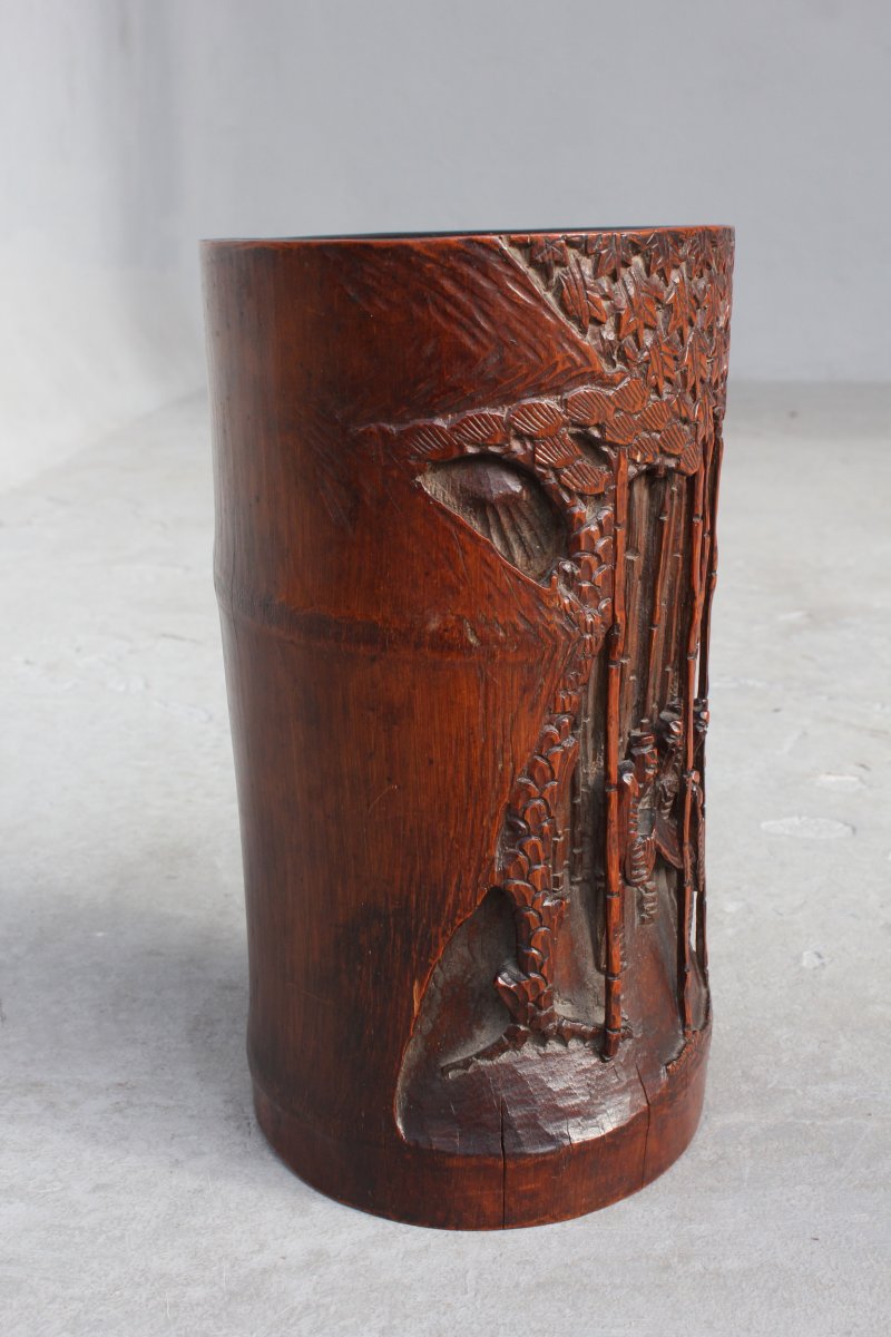 Early XIXth Object Of Literate In Carved Bamboo  -photo-3