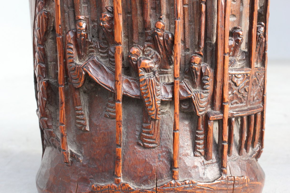 Early XIXth Object Of Literate In Carved Bamboo  -photo-3