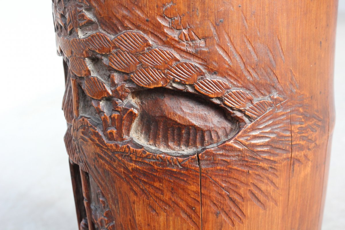 Early XIXth Object Of Literate In Carved Bamboo  -photo-5